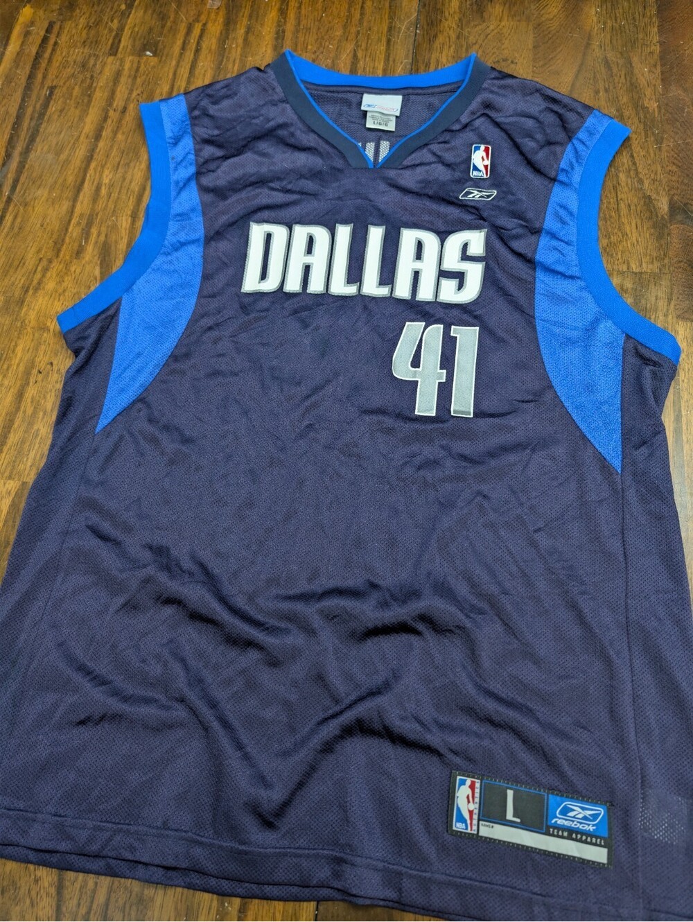 Dirk Nowitzki Reebok Dallas Mavericks Jersey Large Blue NBA